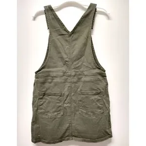 green emerald velvet dress Womens Green Solid Corduroy Overall Dress with Front Pockets Green / M